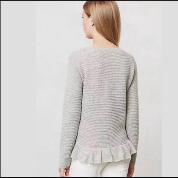 Sleeping on Snow Anthropologie Nuvola Sweater Womens M Wool Blend Ruffle Eyelash - Picture 2 of 11